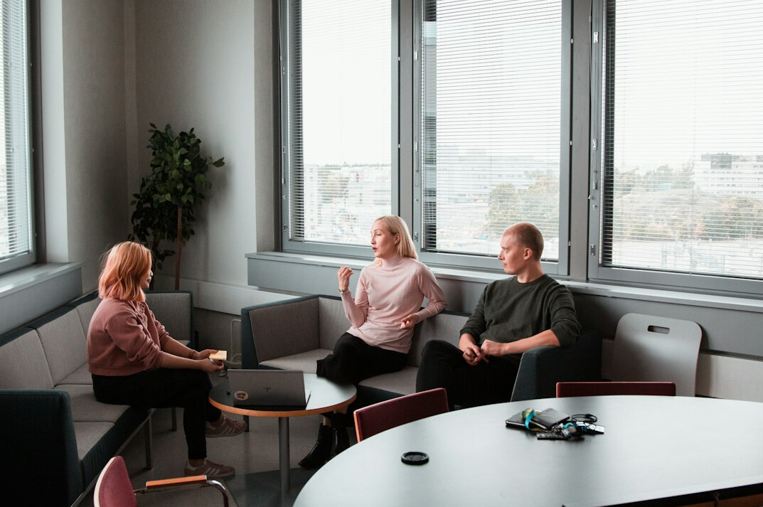 group of people talking