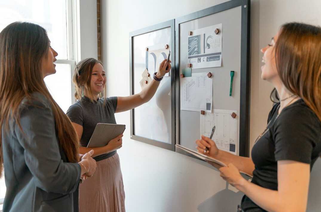 woman expressing opinion in team